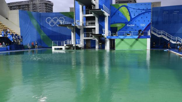Rio Olympics 2016: Green diving pool will be blue again 'soon'