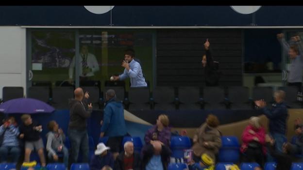 T20 Blast: Fan holds pint in mouth to catch six at Glamorgan-Somerset