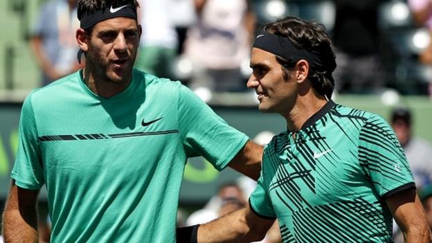 Miami Open: Roger Federer beats Juan Martin del Potro, Garbine Muguruza retires
