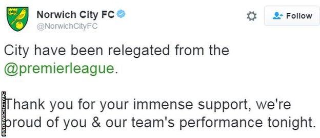 Norwich City tweet