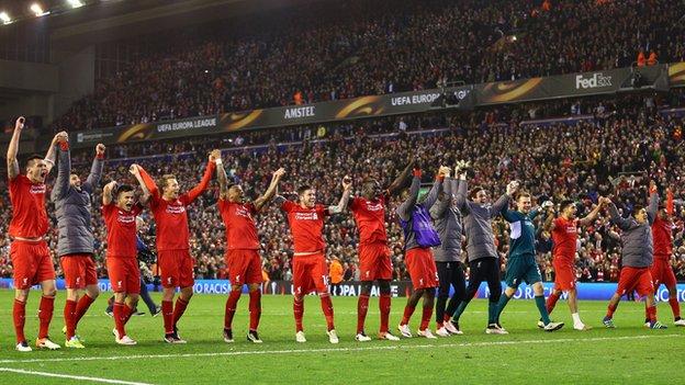 Liverpool celebrate their victory over Borussia Dortmund