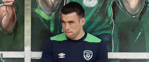 Seamus Coleman watches the Republic squad train
