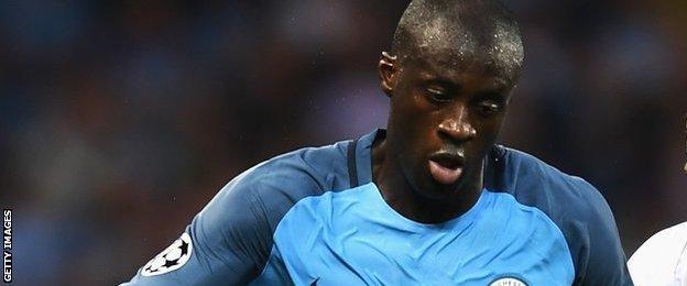 Yaya Toure playing for Manchester City this season