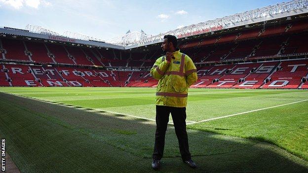 Old Trafford after it was evacuated