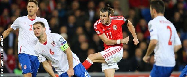Gareth Bale in action against Serbia