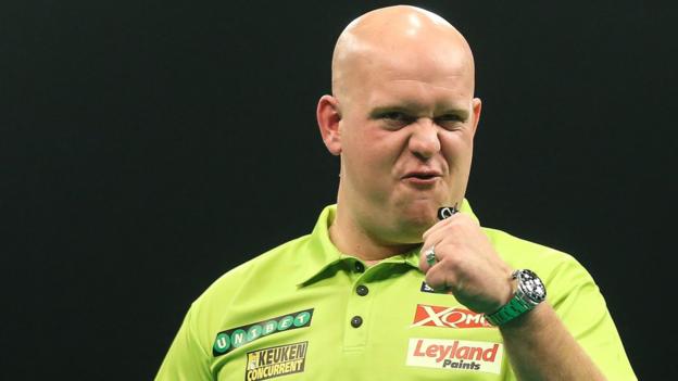 Premier League Darts: Michael van Gerwen gets first win in Nottingham