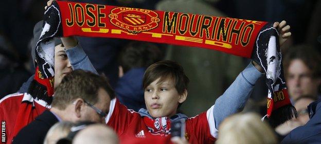 Jose Mourinho scarf held by a Man Utd fan