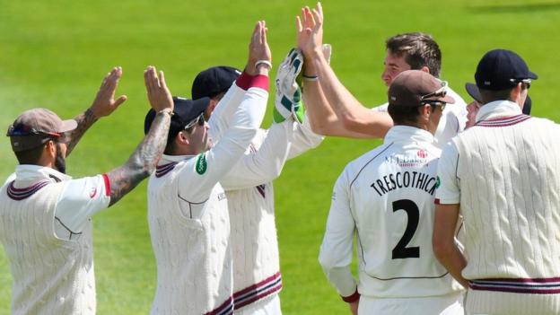 Somerset v Warwickshire: Jamie Overton strikes twice for hosts on rain-ruined day