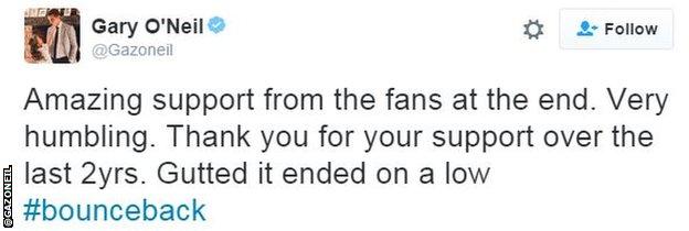Gary O'Neil tweet