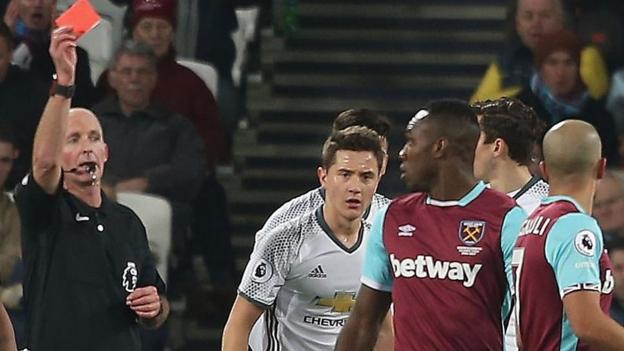 West Ham 0-2 Man Utd: Slaven Bilic says early red card killed game