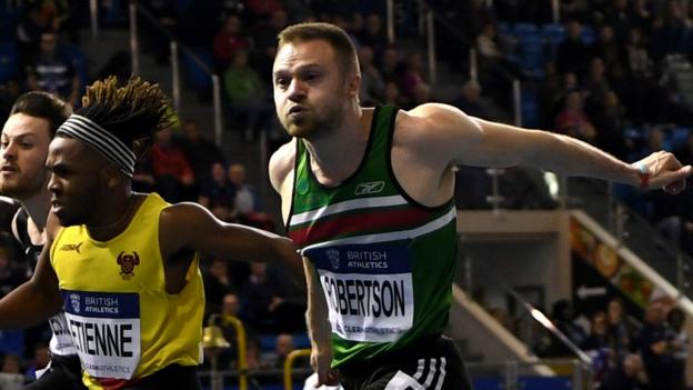 British Athletics Indoor Team Trials: Andy Robertson wins 60m title as Kilty disqualified