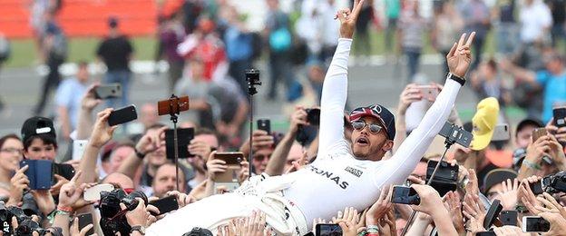 Lewis Hamilton crowd surfing