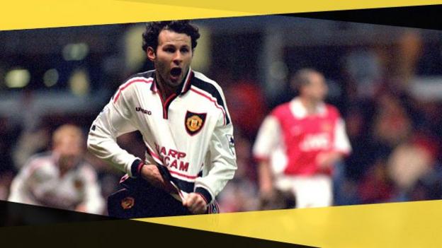 Manchester United's Ryan Giggs scores against Arsenal in the 1999 FA Cup semi-final