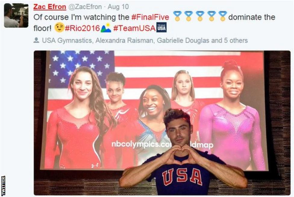 Biles has admitted she has a crush on actor Zac Efron