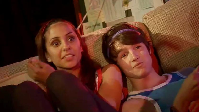 Anj and Tommy on the sofa.