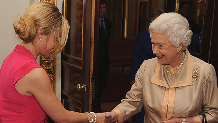 Blue Peter presenter Helen Skelton meets the Queen of England.