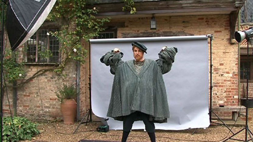 Horrible Histories star Ben Willbond poses for a photo dressed as Henry VIII