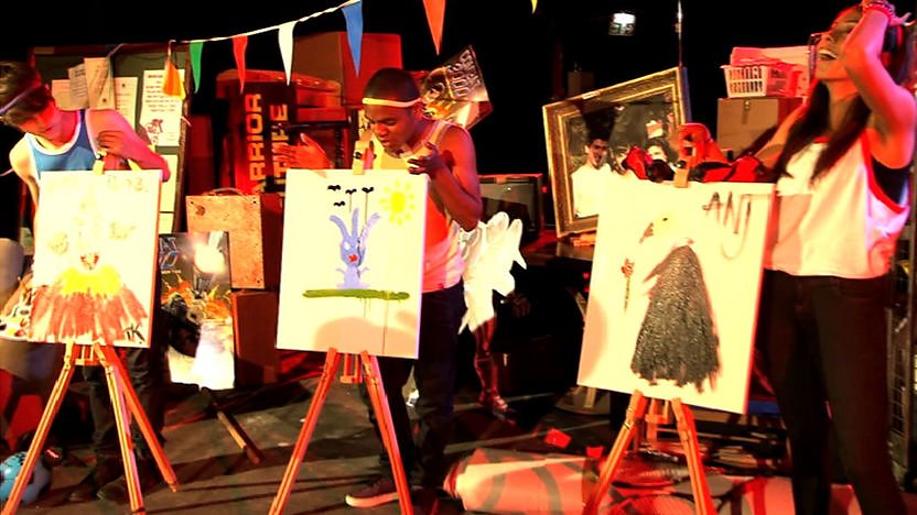 Danny, Anj and Tommy with their art.