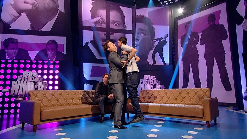 Sam & Mark on set with street-magician, Dynamo.