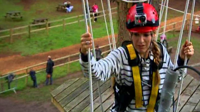 Naomi Wilkinson doing a highwire course