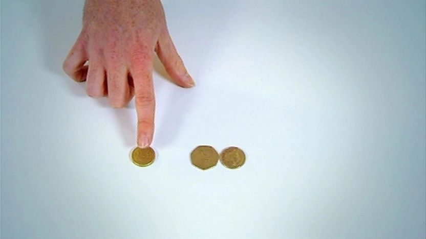 3 coins in a row.