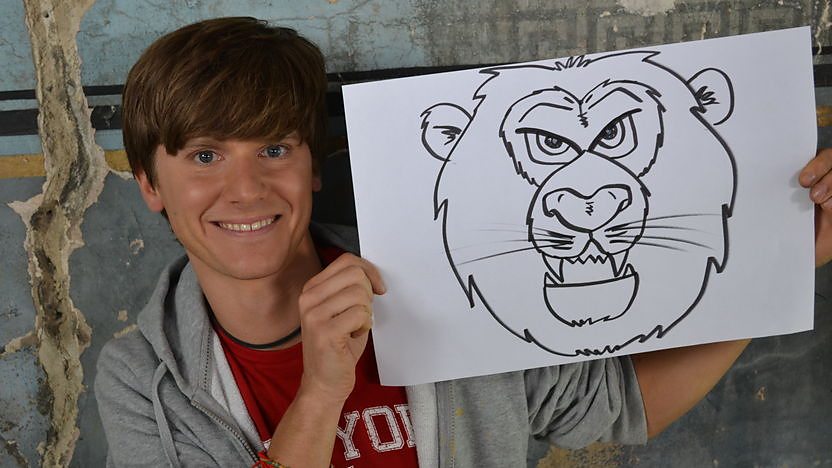 Mike and a Drawing of a Lion
