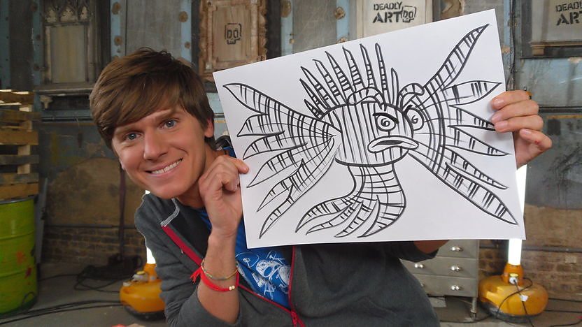 Mike shows you how to draw a Deadly Doodle of a Lionfish.
