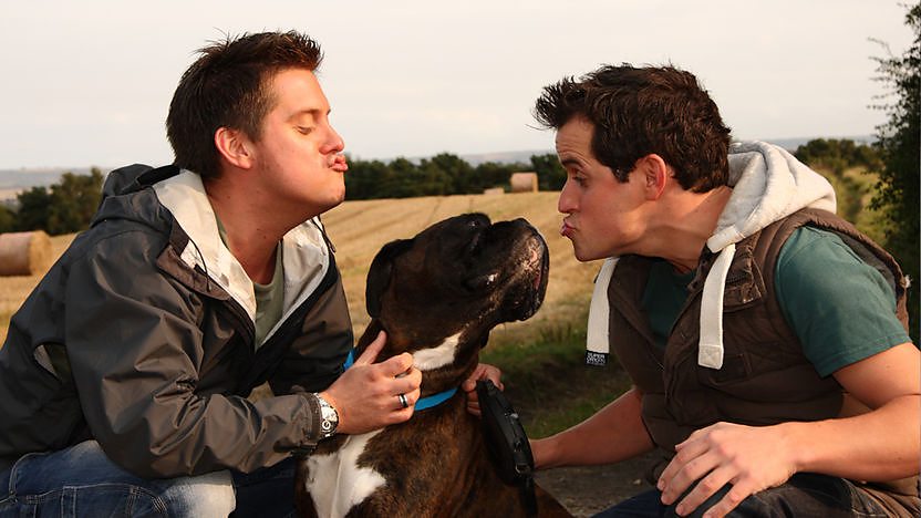Dick and Dom with an owl.
