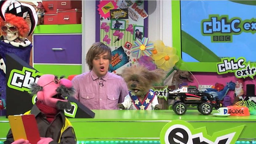 Chris and Dodge in the CBBC Studio.