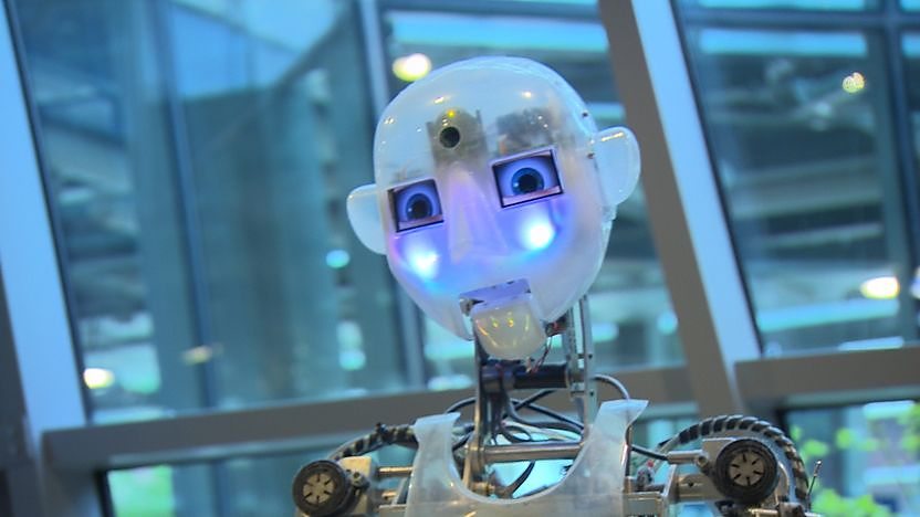 A talking robot at the Warsaw Science Museum in Poland.