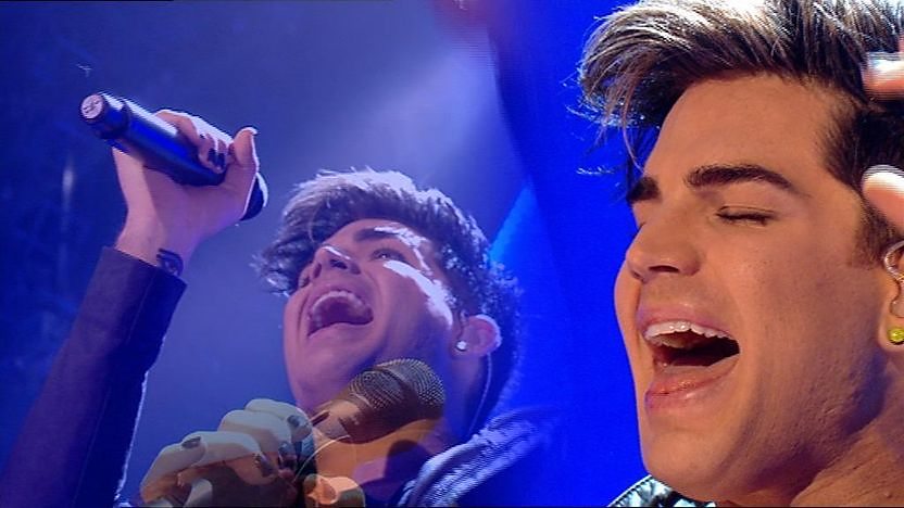 Adam Lambert performing his hit 'Never Close Our Eyes' on Friday Download.