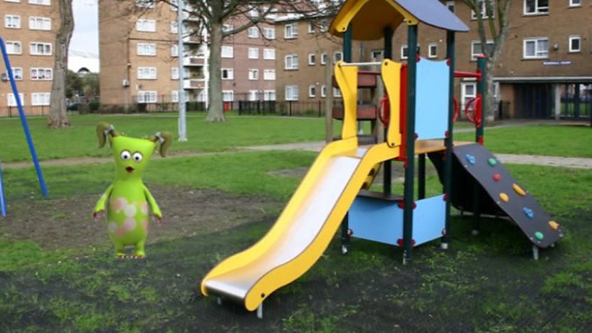 Bugbear standing in a playground.