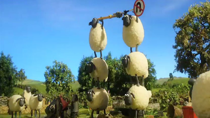 The sheep act as the pole vault.