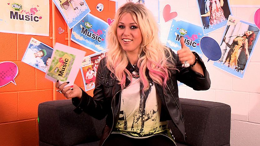 X Factor Star Amelia Lily looking at camera while playing CBBC Music Silly or Serious Question