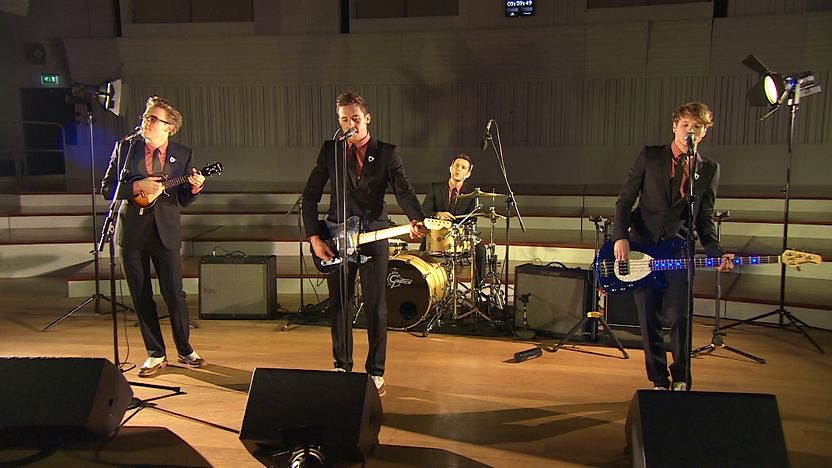 McFly performing in the BBC Philharmonic Studio.