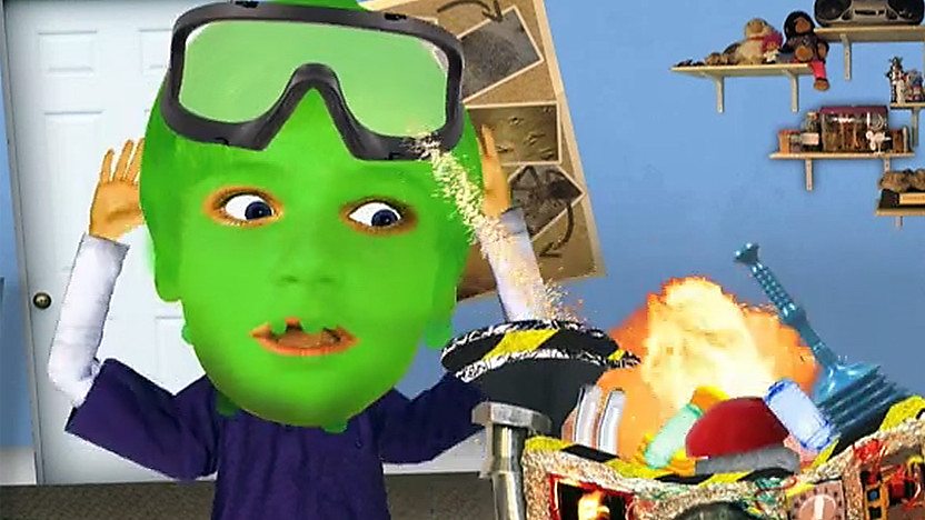 Stanley Brown with a green face