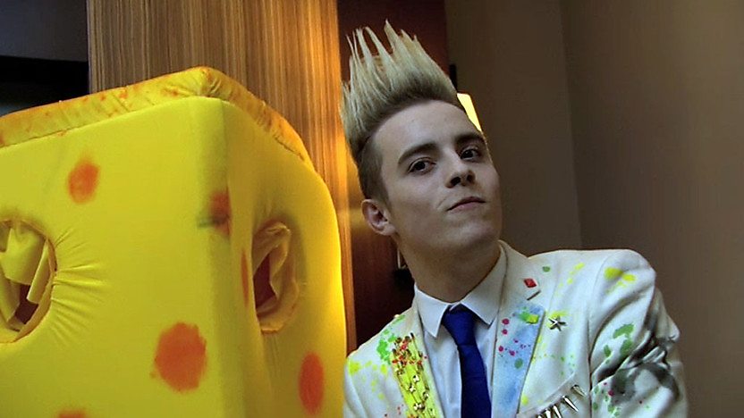 Edward with a block of cheese