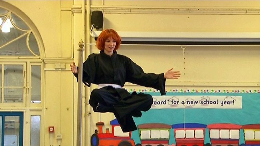 Katherine Mills levitating