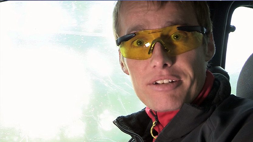 Leo in a pair of safety goggles