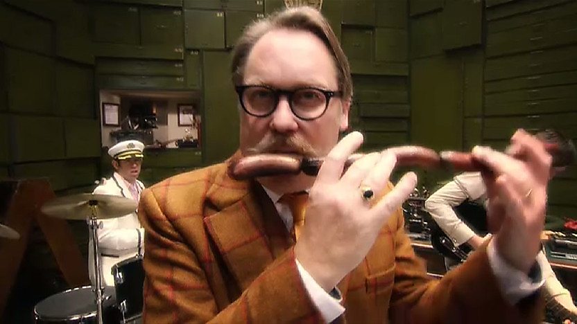 Vic playing a Sausage Flute
