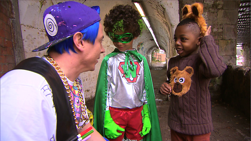 Omar Daze with a young version of Wasteman and Bearman.