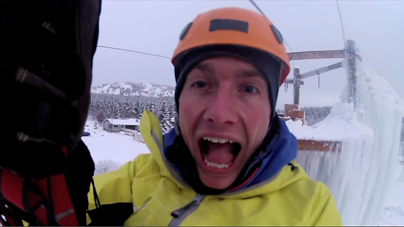 Leo on a zip line.