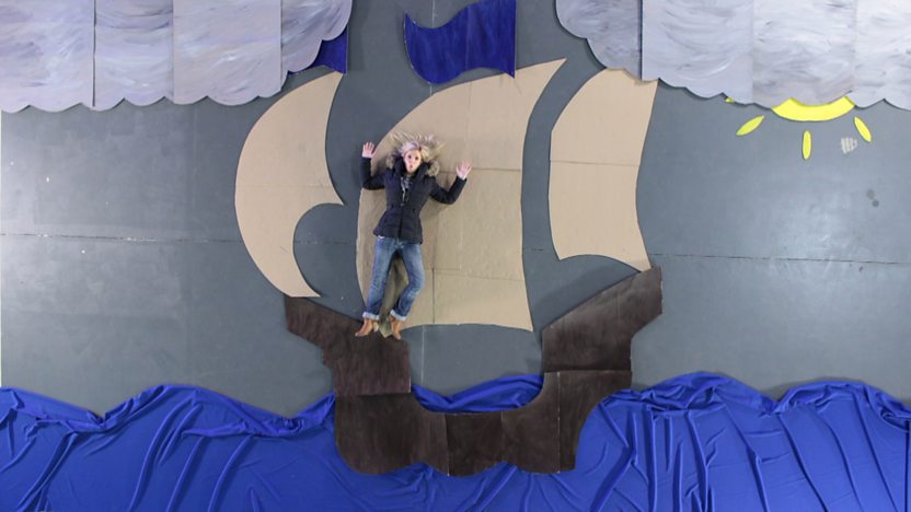 Helen Skelton and a giant cardboard ship.