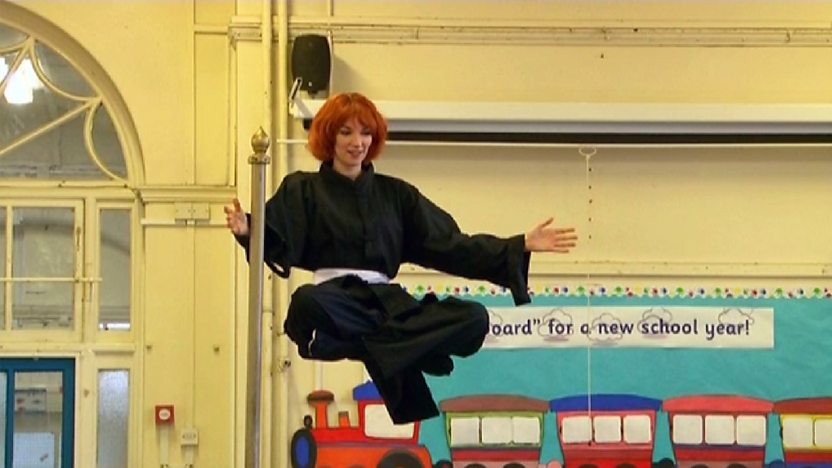 Katherine Mills levitating
