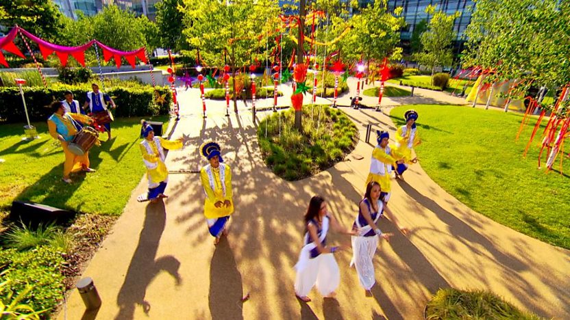 The Punjabi Roots Academy dancing in the Blue Peter garden