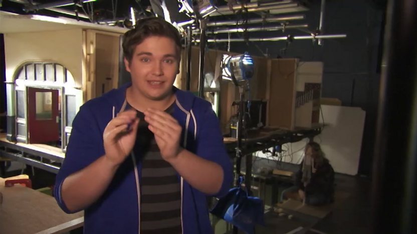 Chris on set at Strange Hill High.