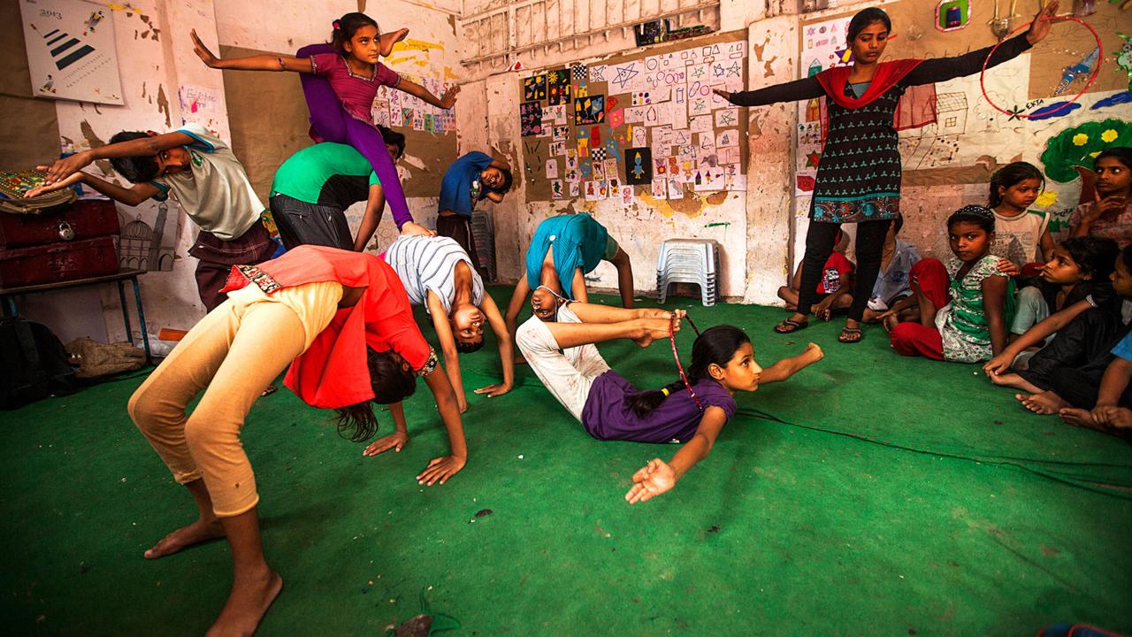 The next generation of performers practices acrobatics (Credit: Credit: AFP/Getty) The next generation of performers practices acrobatics (Credit: Credit: AFP/Getty)