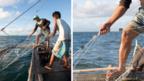 Fishermen in the Philippines gather nets on the water. (Interface, Inc.)