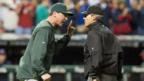 Oakland A's Manager Bob Melvin yells at umpire Angel Hernandez (Jason Miller/Getty)