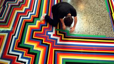 Jim Lambie’s painting installation Zobop (Tom Pilston/The Independent/REX) (Credit: Tom Pilston/The Independent/REX)